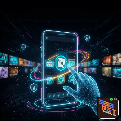 Imagem do aplicativo 333bet, destaque para funcionalidades de apostas, com o logo do site 333bet ao fundo.