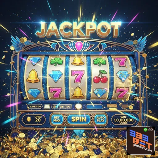 Imagem de máquinas caça-níqueis, destaque do site 333bet com foco em jogos de slots.